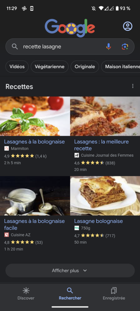 Vous utilisez Google sur mobile? Google Discover n’est qu’à un clic (en bas à gauche). Crédit photo : Guilhem Chauvin